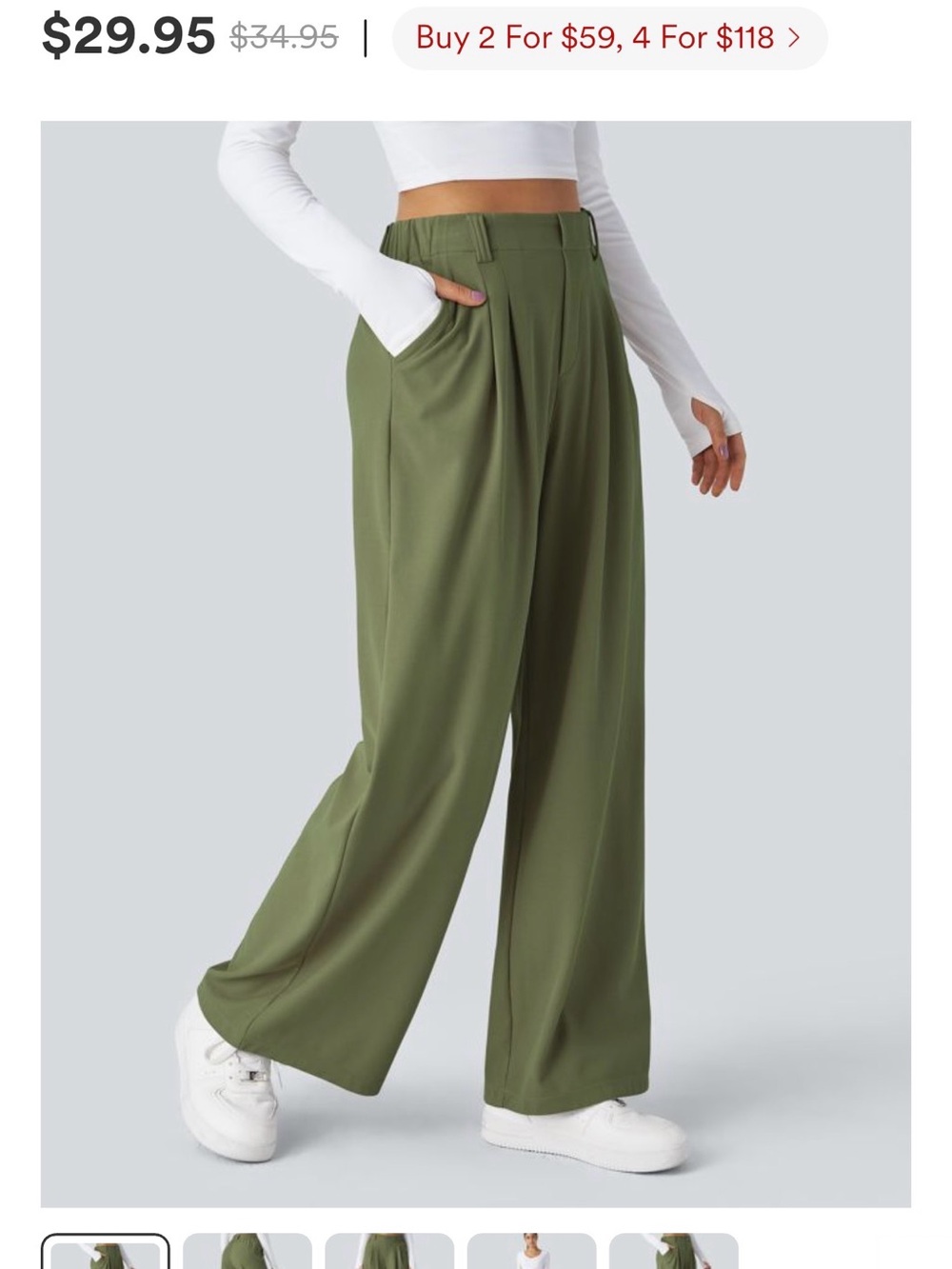 HALARA Olive Green High-Rise Wide Leg Trousers